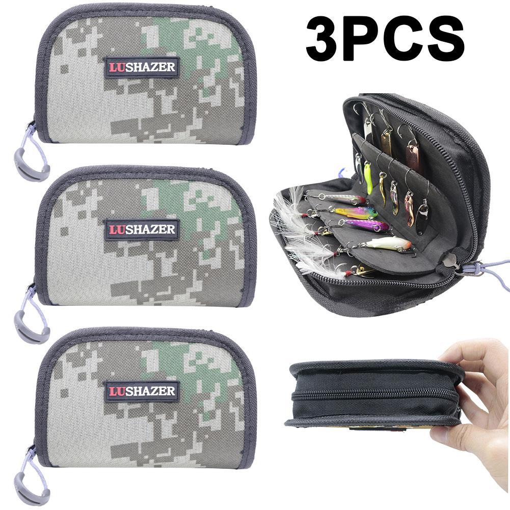 

3Pcs Mini Waterproof Nylon Sequins Fishing Lure Bait Hook Tackle Bag( Green)