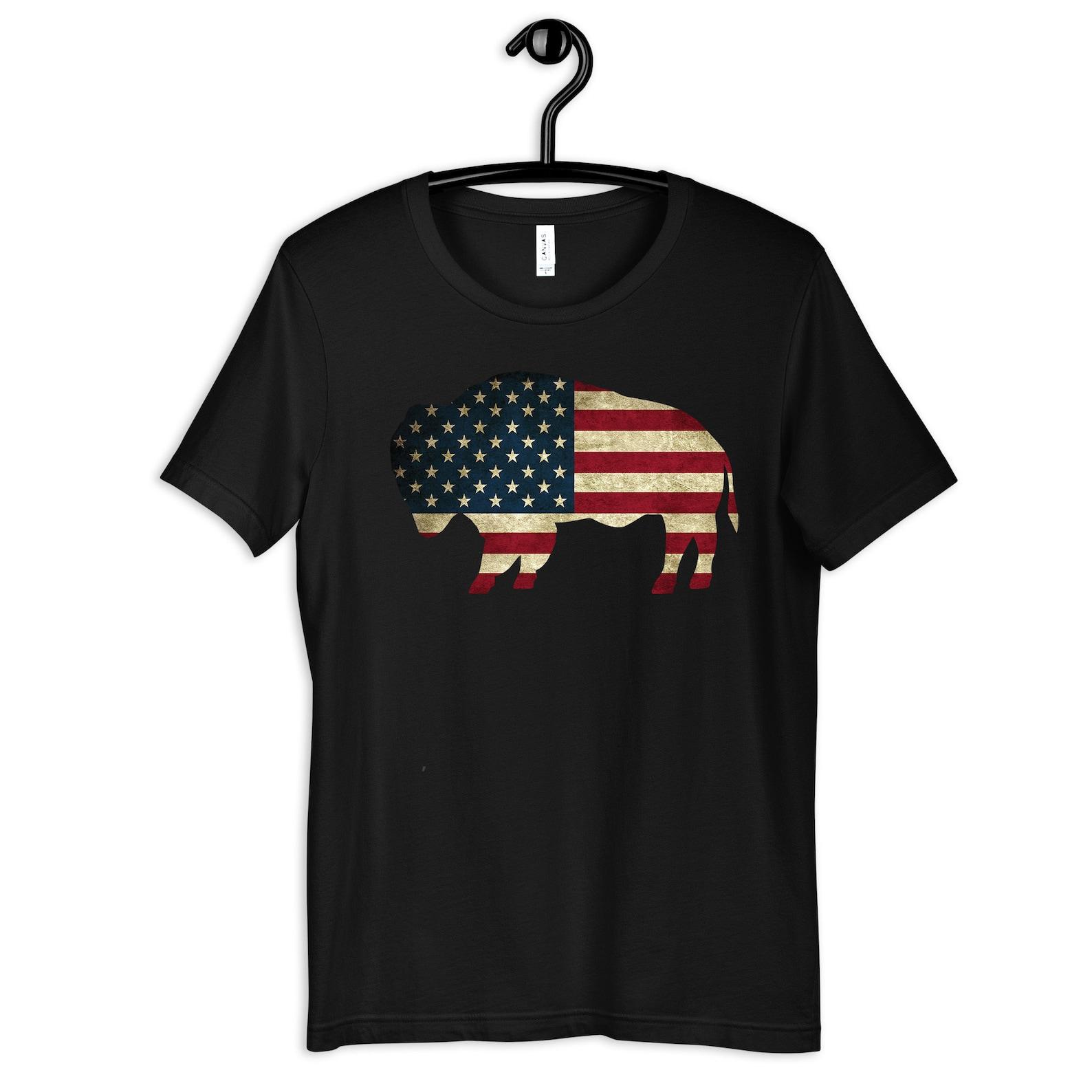 Bison USA Flag Shirt, American Flag Bison T-Shirt, Bison T-shirt,T-shirt, T-shirt, Tank Top XL
