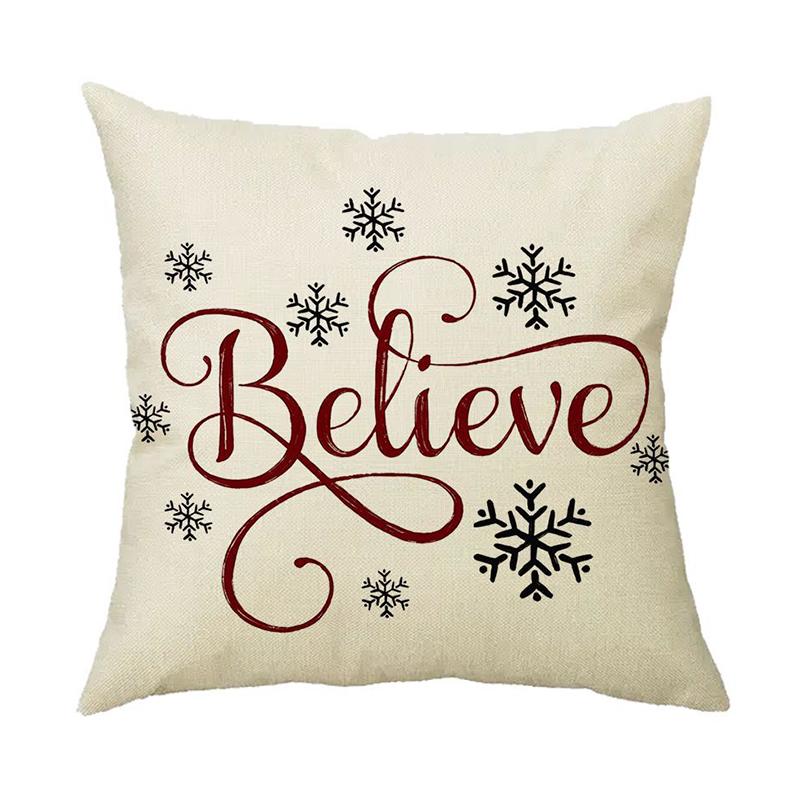 Christmas Pillow Cover Linen Printed Home Sofa Cushion Cover Car Headrest Office Pillowcase Christmas Party Decoration