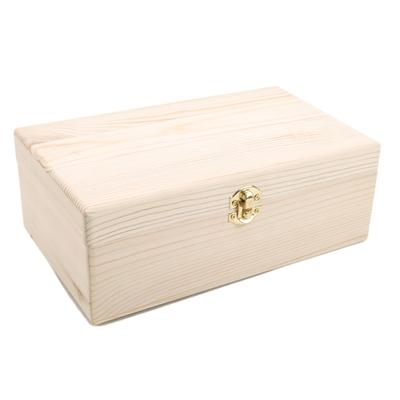 Caja de madera Caja de almacenamiento rectangular con cierre de cerradura Caja de embalaje de regalo Caja de madera maciza tipo almeja