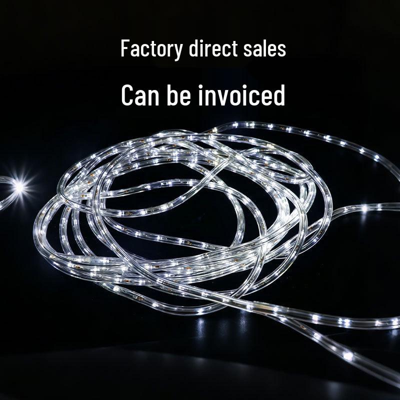 Outdoor Waterproof LED Rainbow Neon Tube - Bright White, Round Two-Wire Design 220V-10.5mm Diameter