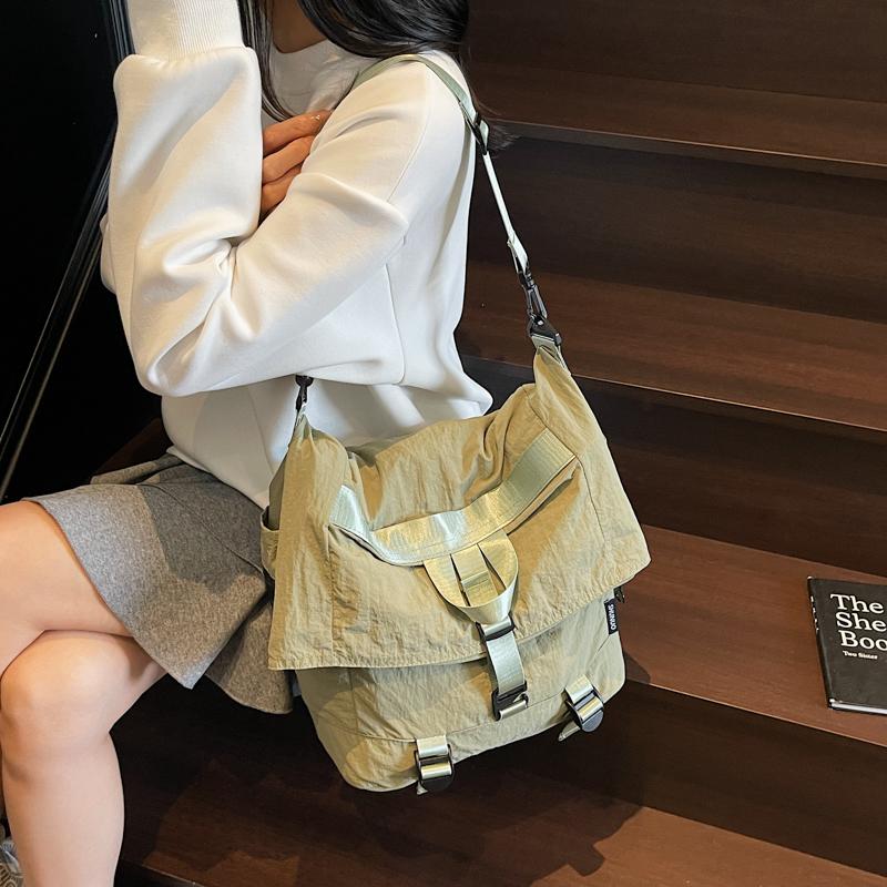 Nylon Bag Women's Large Capacity Multi-Use Shoulder Bag Student Crossbody Bag Solid Color Backpack