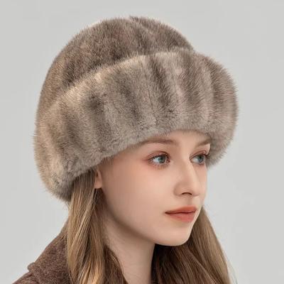 Mink Hat for Women, Middle-aged and Elderly In Winter, Mink Hair Warm Ear Protection Hat, Mink Mother Fur Hat Shows Small Face