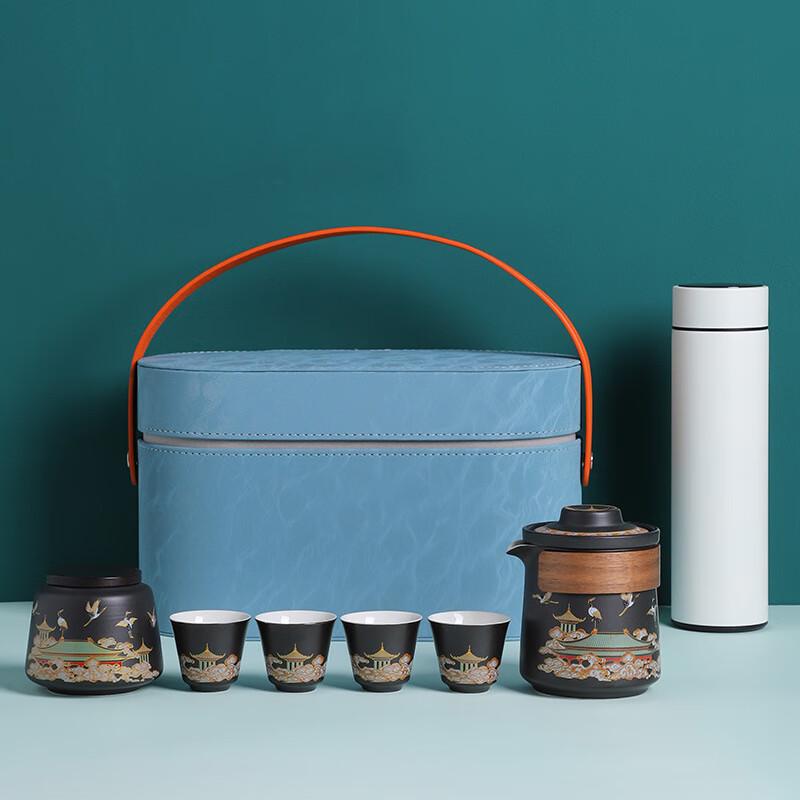 

Ailan Huijia Business Gift Tea Set Crane Design with Thermos Cup