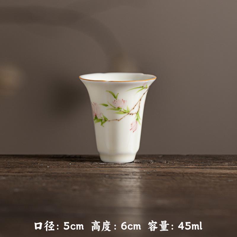 Honey Yellow Underglaze Hand Painted Aroma Cup Ceramic Sniffer Cup for Gongfu Tea Tasting Floral Design Chinese Style
