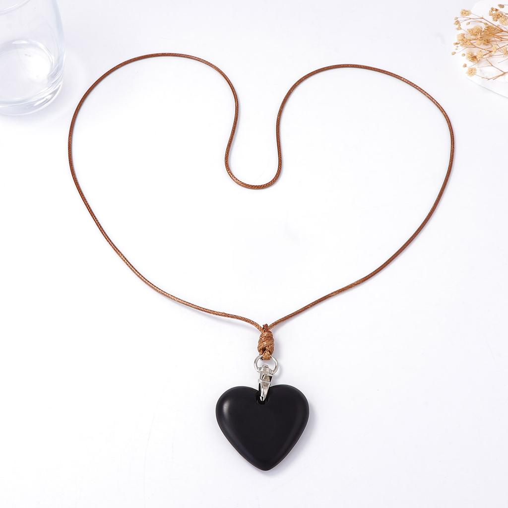 New Chinese Retro Long Smooth Love Wooden Pendant Necklace Fashion Niche Design High-end Sweater Chain Women