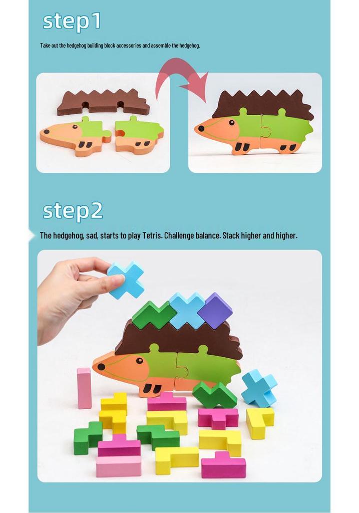 Wooden Hedgehog Stacking & Color Recognition Toy for Kids
