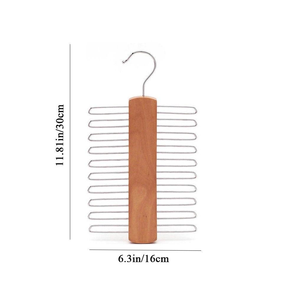 Creative Wooden Tie Hanger 20 Bar Double Tie Rack Non-slip Space Saving Silk Scarf Belt Organizer Rack Cabinet