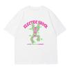 Unisexs Electric Shock Skeleton Graphic Tshirt Pink Green Neon Print Gothic Streetwear Cotton Short Sleeve Casual Black Tee Tops