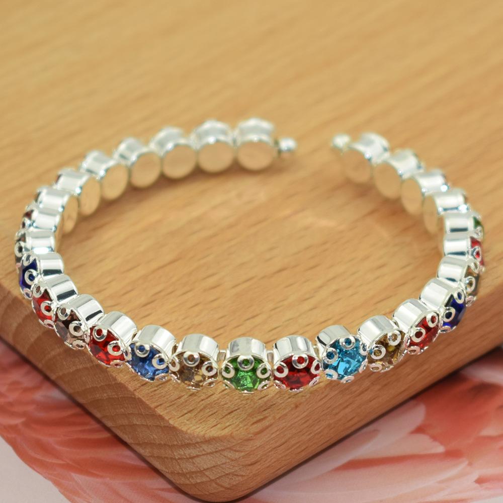 Модный открытый браслет-манжета со стразами, блестящий стильный браслет для женщин 10