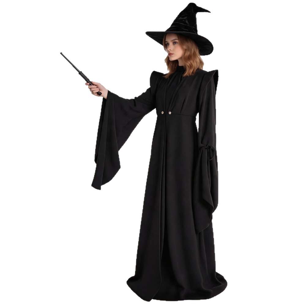 Minerva McGonagall Cosplay Costume Witch Robe Halloween Role Play Magic Stage Outfit
