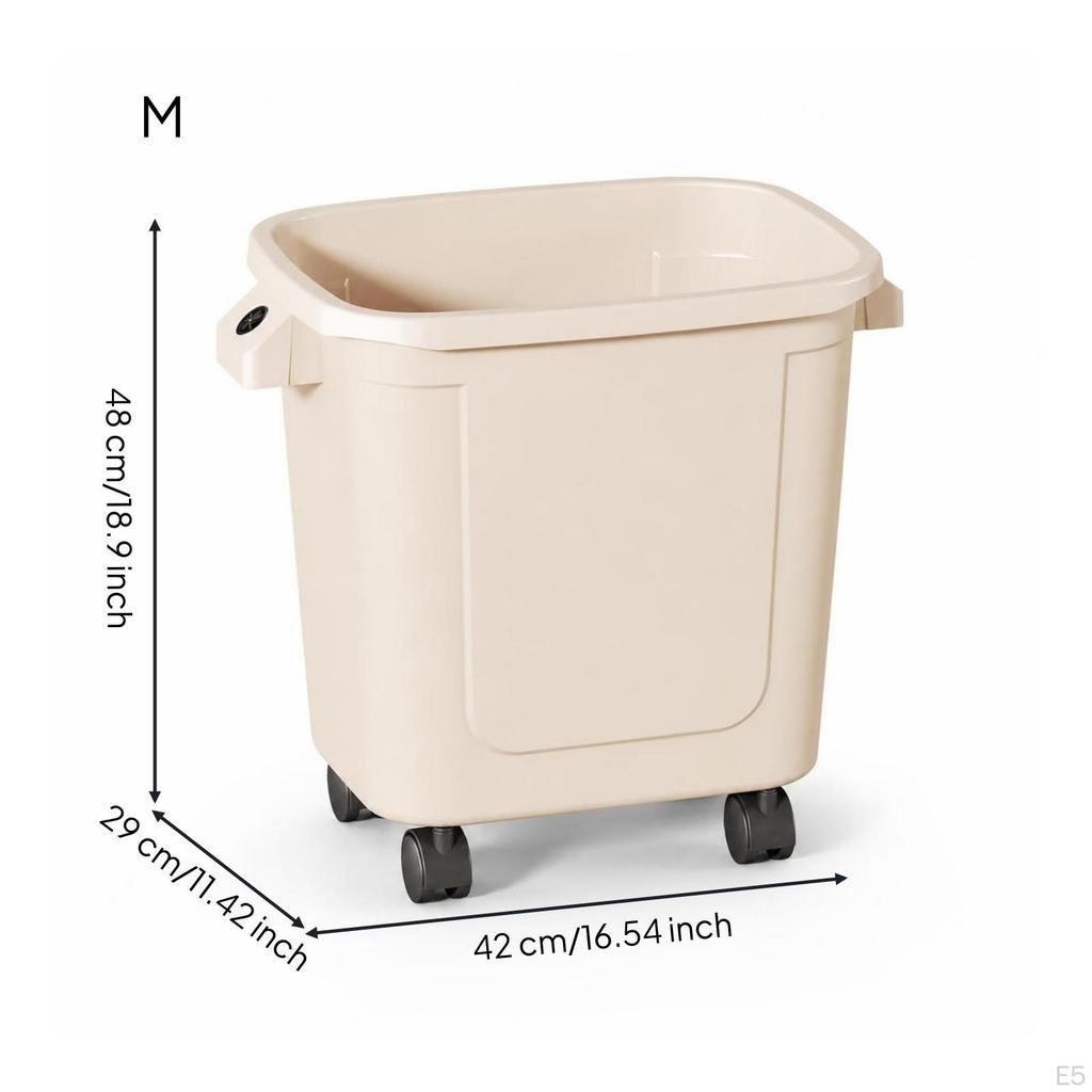 Wheeled Trash Can with Attached Lid Lidded Bin Mobile Garbage for