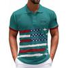 Fashionable Men's Casual Independence Day Printed Neck Short Sleeve Top