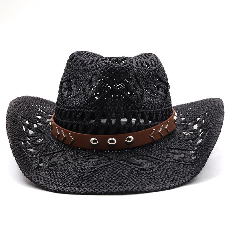 New Vintage Summer Beach Bohemian Straw Hat Shell Women Men Western Cowboy Hats Wooden Beads Hollow Out Sun Hat Holiday Cap
