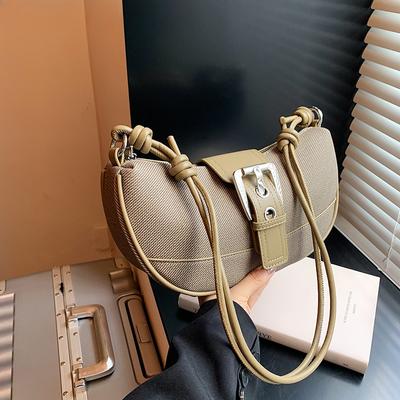 Belt Buckle Design Shoulder Bags For Women PU Leather Cross Body Croissant Bag Casual Street Luxury Designer Handbags