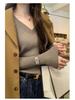 Chic V-neck Slim-Fit Long-Sleeve Knit Sweater for Women - Perfect for Autumn and Winter.