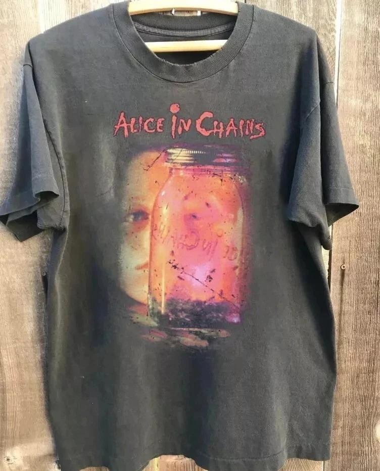 Alice In Chains Heavy Metal Band Grafikprint Kurzarm-Baumwoll-T-Shirt Sommer Retro Herren Damen Casual Y2K Streetwear