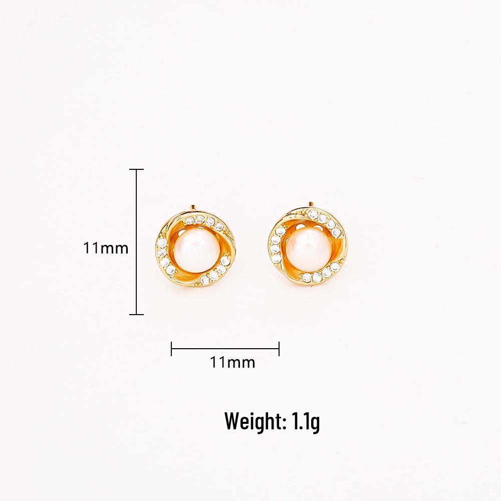 Boucles d'oreilles Puces Fleur en Perle d'eau Douce et Zircon Style Coréen - Bijoux Exquis et Polyvalents pour Femmes
