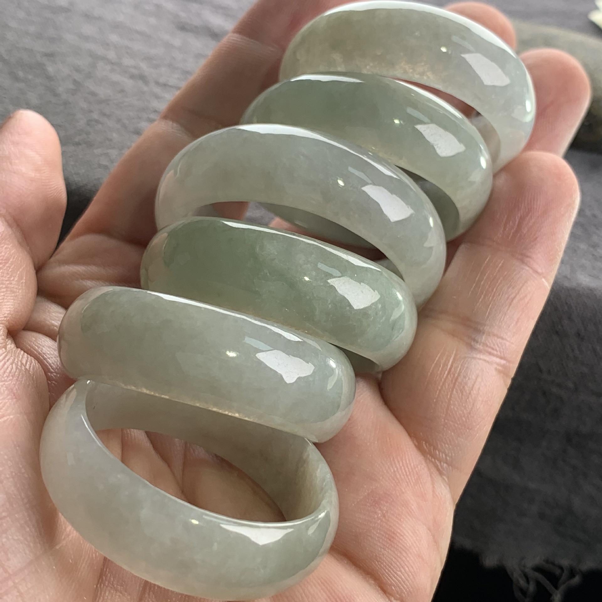 Certified Natural A-Grade Deep Blue Waryu Jade Bracelet - Round with Wide/Narrow Strips