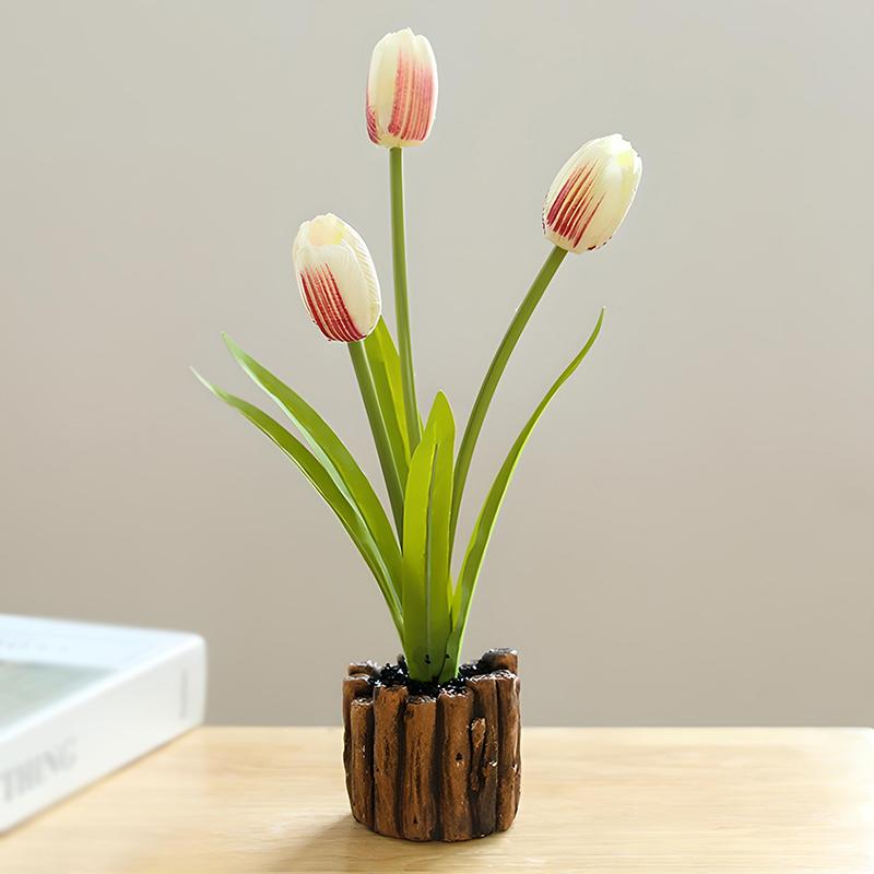 3-Headed Tulip Artificial Flower Real Touch Artificial Bouquet Fake Flower for Wedding Decoration Flowers Home Garden Decor