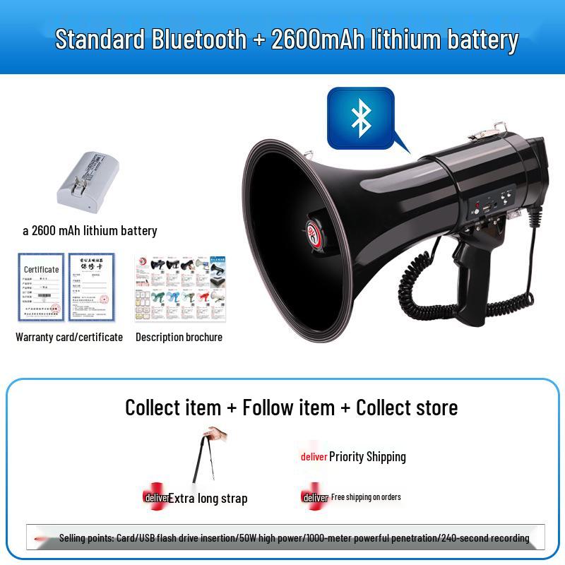 High-Power Bluetooth Megaphone: Thunder King CR-87 - Portable Multifunctional Handheld Amplifier for Outdoor Promotions & Patrols