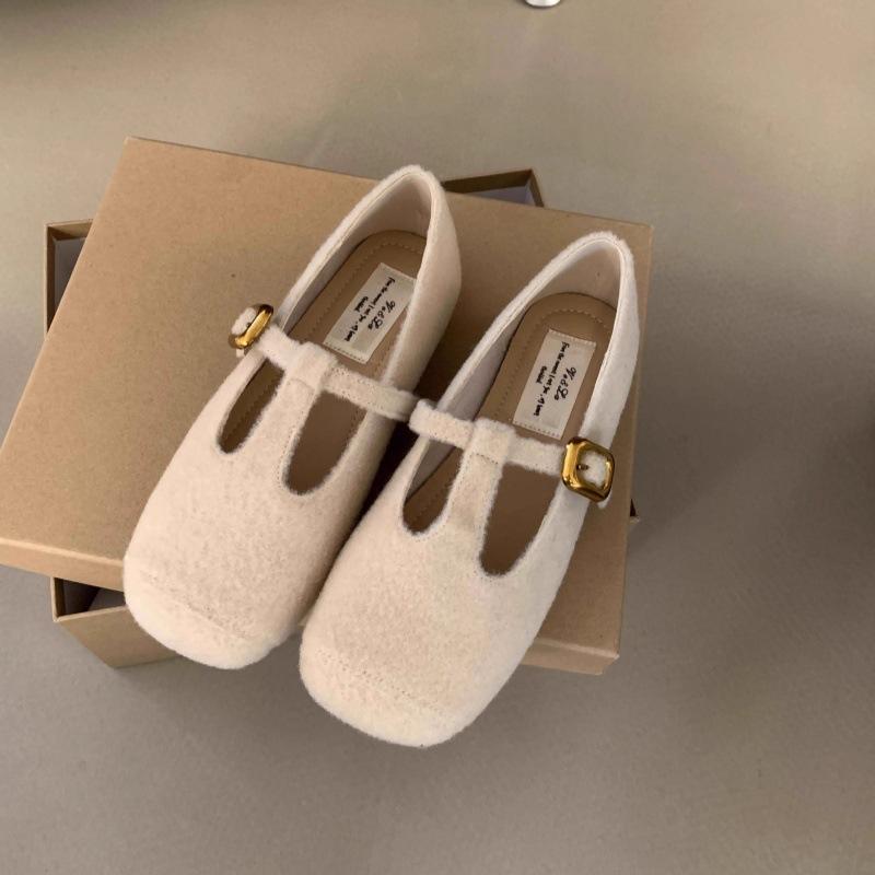 Suding French Single Shoes Women's Gentle Evening Breeze with Skirt 2025 Doudou Shoes Grandma Retro Temperament Mary Jane Shoes Tide