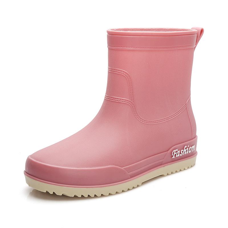 Fashion outer wear water shoes waterproof and non-slip rain shoes women's summer rubber shoes short tube sweet new velvet water boots rain boots