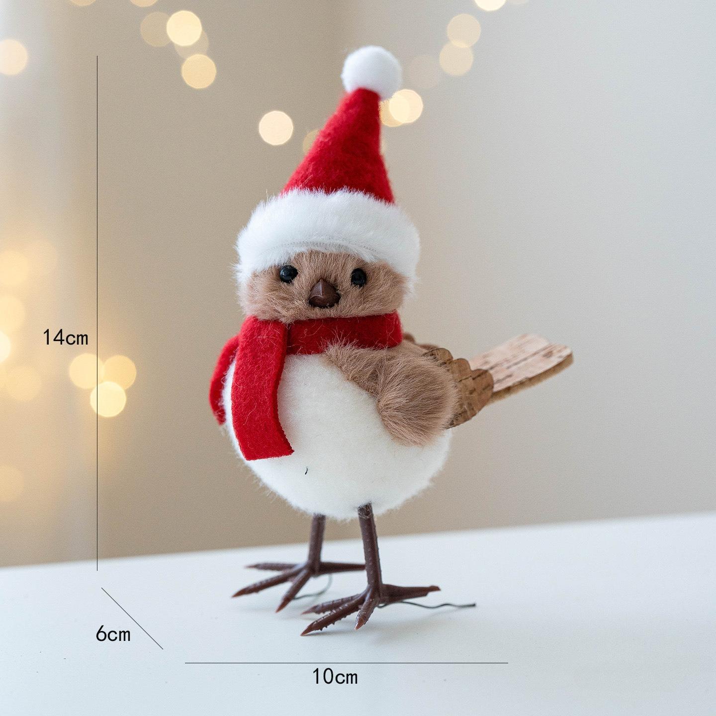 

1/3pcs different cute winter bird ornaments with Santa hats realistic soft fabric decorations,easily create a festive atmosphere