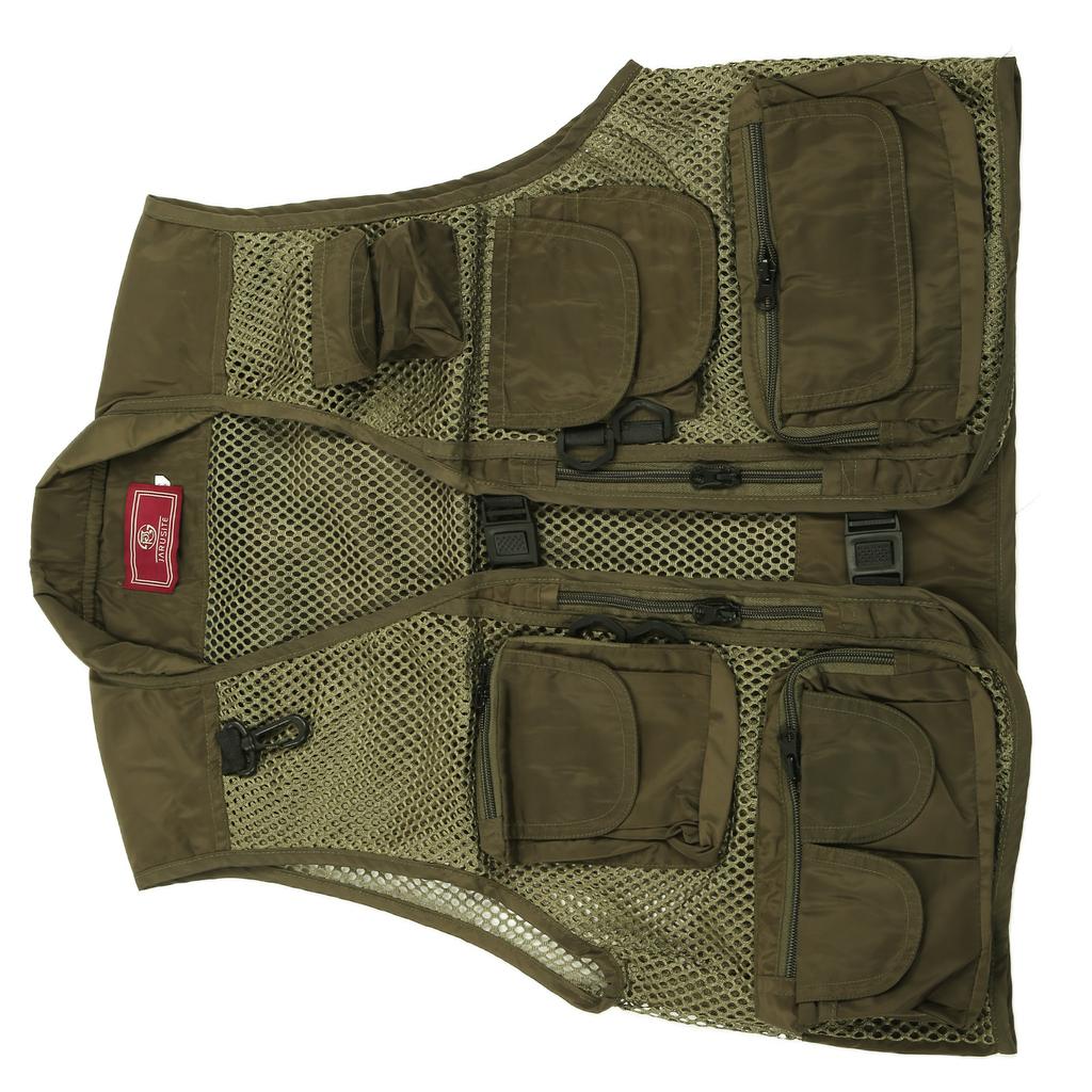 Fishing Vest MultiPocket MultiMesh Waistcoat Breathable Adjustable Fishing Life Jacket(L )