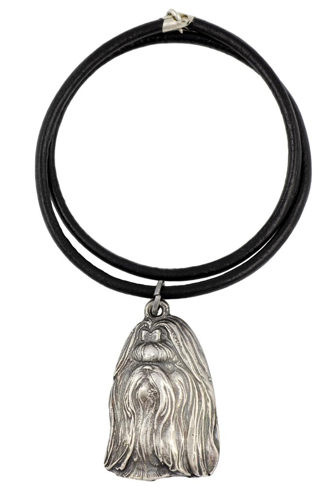 Shih Tzu, Crisântemo Cachorro - Colar para cachorro em caixa de presente, medalhão banhado a prata para fã de cachorro, pingente marcante da marca Art-Dog