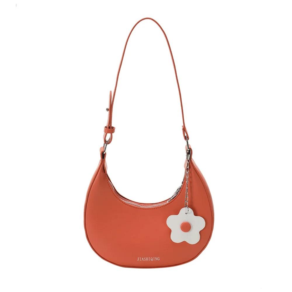 Large Capacity Flower Shoulder Bag Dumpling Shape Women Underarm Bag Half-moon Bag  Streetwear