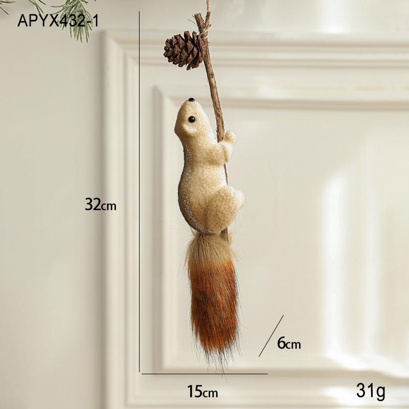 Cute Realistic Squirrel Christmas Tree Hanging Ornaments Pendant Christmas Home Wall Decoration New Year Holiday Party Kids Gift