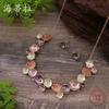 Luxury New Color Oil Geometric Round Flower Necklace, Creative Crystal Inlaid Ladies Premium Necklace