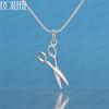925 Sterling Silver Chain Scissors Pendant Necklace Fashionable Wedding Jewelry