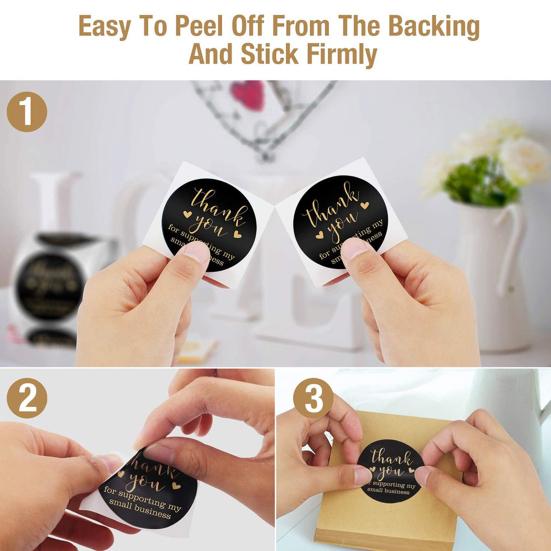 1 Roll Thank You Sticker DIY Letter Printing Residue-free Waterproof Thanks Gift Holiday Tag Sticker for Festival
