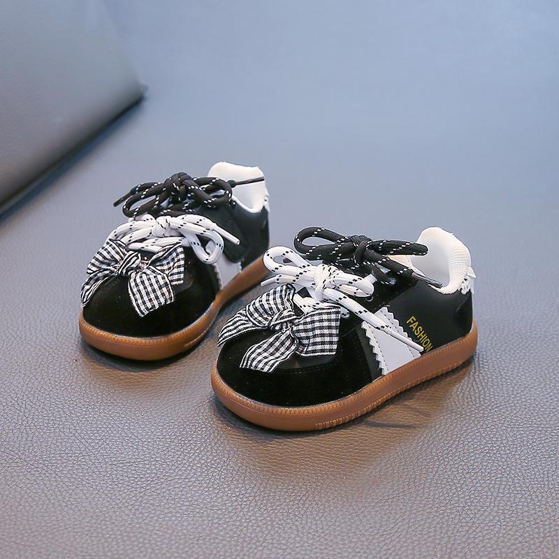 Girls' casual and comfortable breathable German training shoes 2025 spring and autumn new bow foreign style Korean version sports shoes