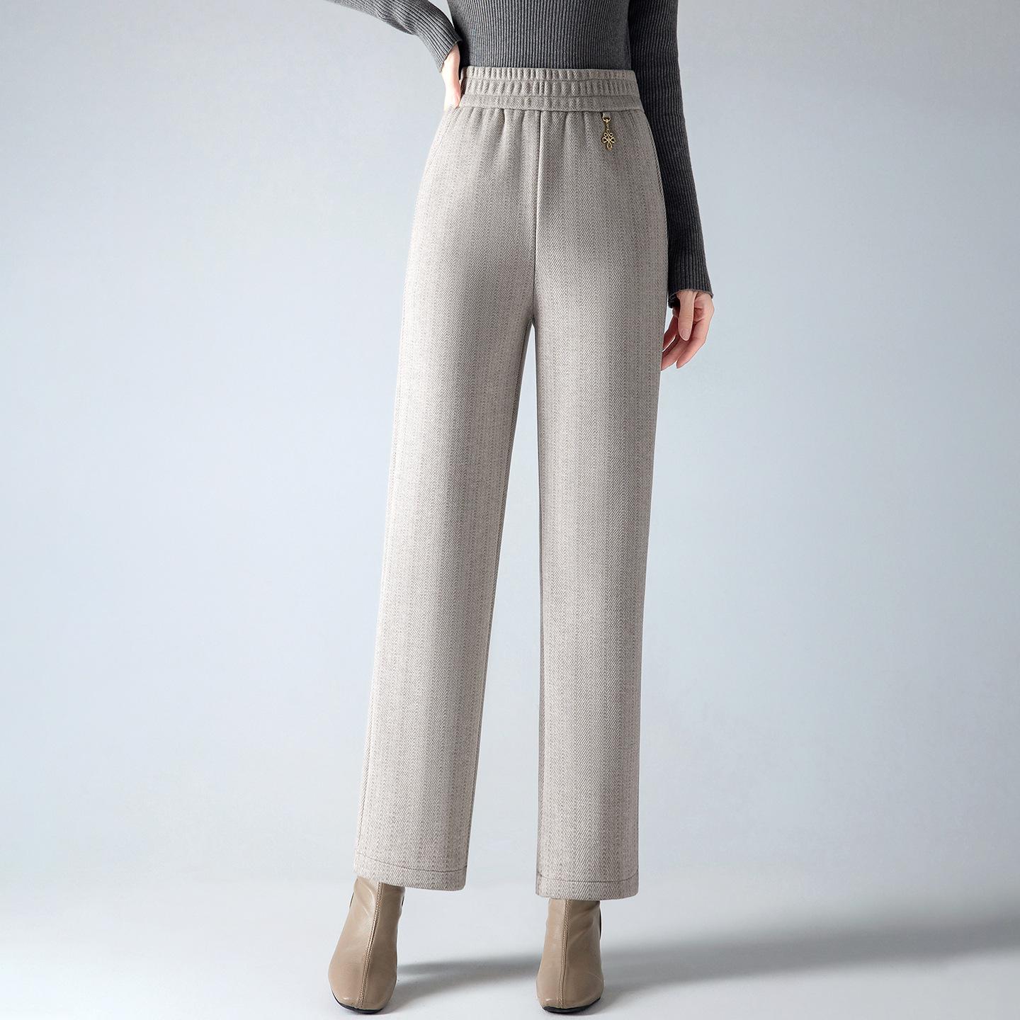 

2025 Autumn Elastic Waist Straight-Leg Pants for Middle-Aged Women - Loose Fit, Versatile, Slimming, Mid-High Waist 2XL