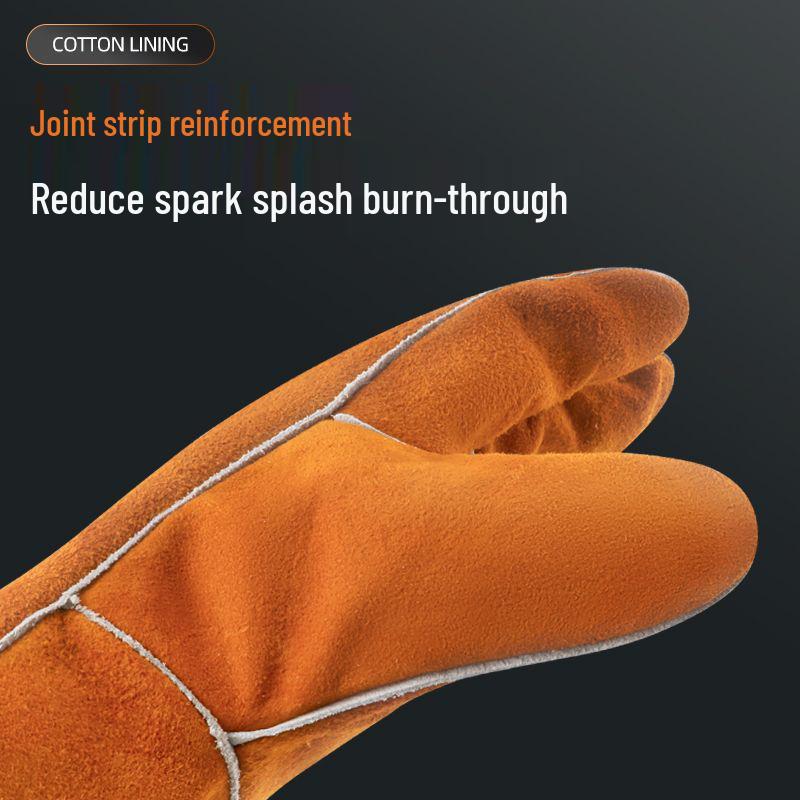 Heat-Resistant Cowhide Welding Gloves - Durable, Anti-Scald, and Soft for Labor Protection
