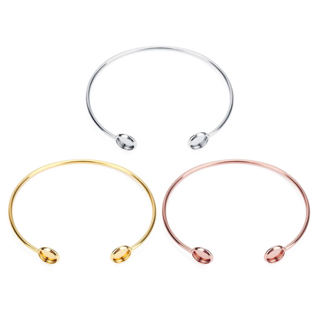 16,6cm Edelstahl Armband Basis Passend für 8mm Cabochon Armreif Fassungen Schalen Biegsamer Manschettenarmreif Schmuckherstellung Zubehör