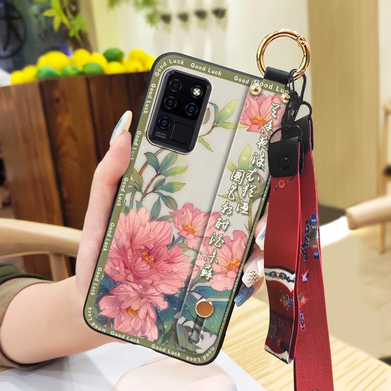 Fashion Lanyard Phone Case For Oukitel C21 Wristband Kickstand Elderly Lady Waterproof For Mom Anti-knock Shockproof