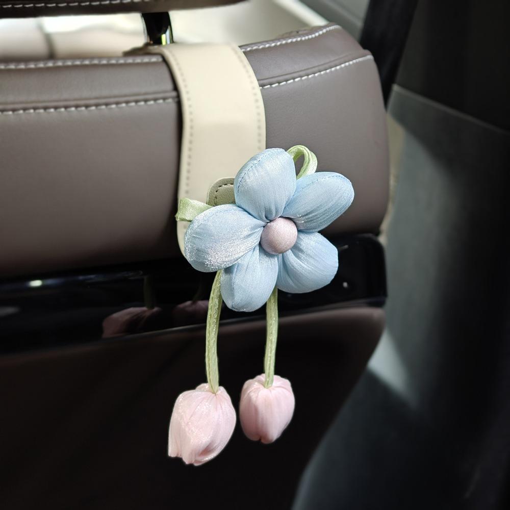 

Stylish Portable Car Back Seat Hooks Space Saver Leather Tulip Flower Car Hooks Decorative Cute Car Hanging Hook Family Car