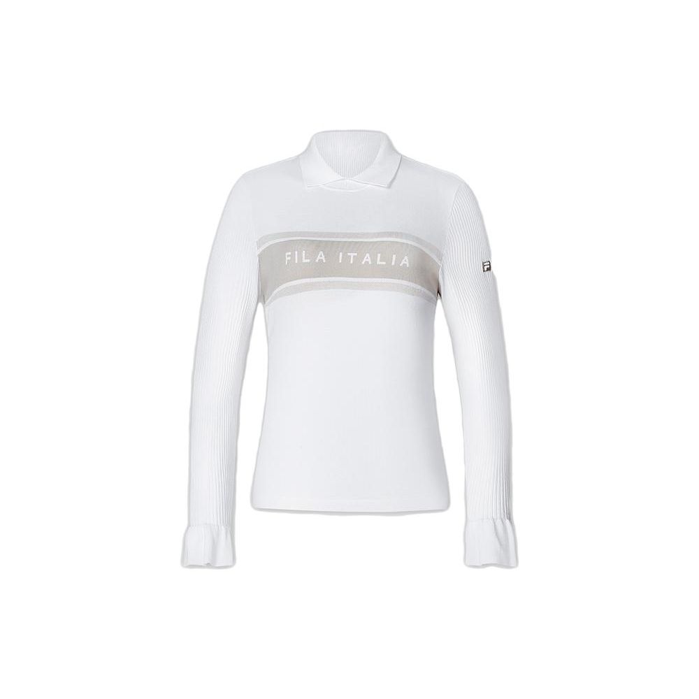 

FILA Golf Series Color Block Long Sleeve Knit Top Women tops Jade-White A11W345404F-WT S