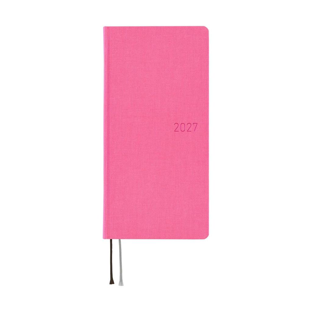 Hobonichi Techo 2027 Weeks MEGA January Weekly Slim 215 Grid Colors/Pink Sapphire, Start, Left-Hand Layout, Vertical, Pages.