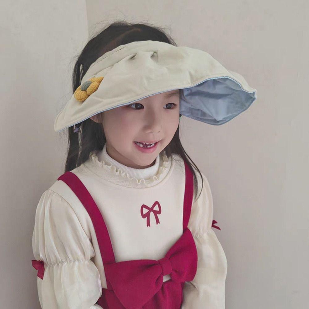 

Hat Flower Travel Beach Hat Korean Style Cap Children Sun Visor Hat Kids Sun Hat Empty Top Hat