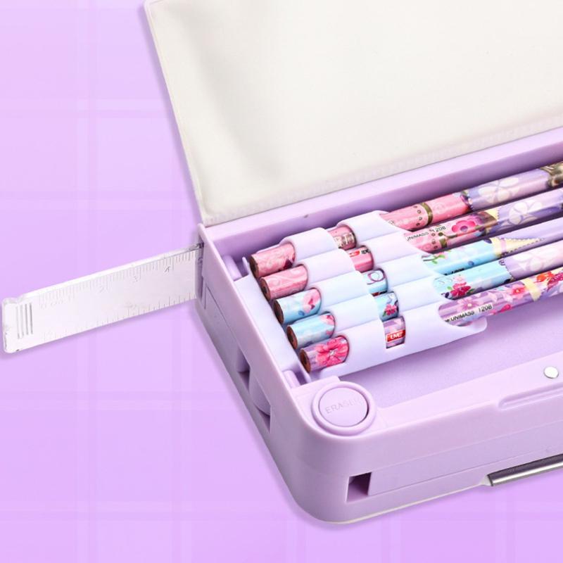 Multifunktionale Niedliche Schreibwarenbox Kreatives Federmäppchen mit hoher Kapazität mit Taschenrechner Einfache Schreibwarenaufbewahrungsbox Geschenke