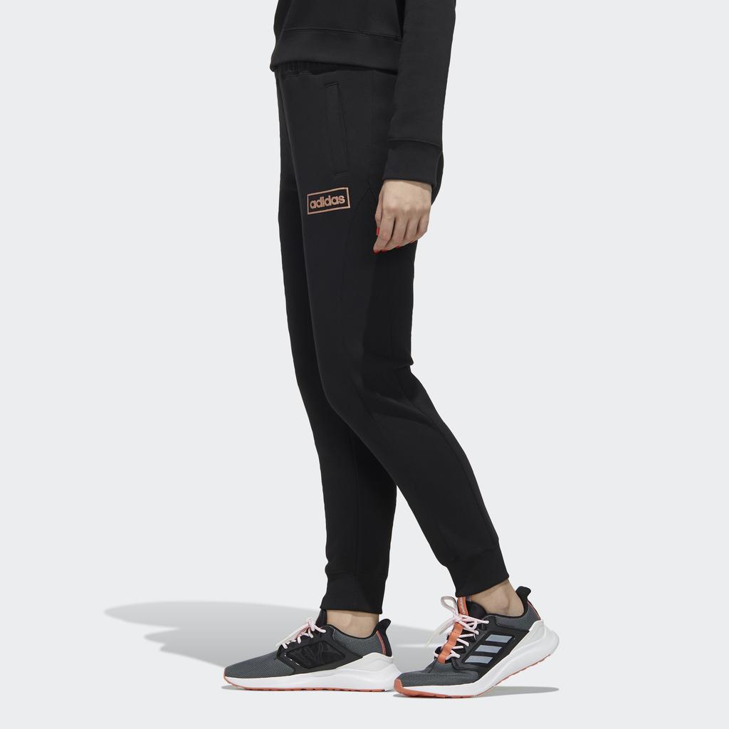 Adidas Neo Womens Fleece Jogger Pants With Logo Women Bottoms Black FP7410