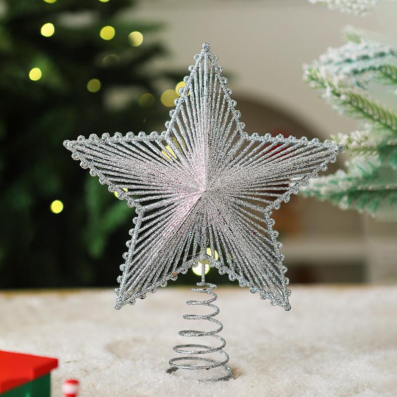 25CM Gold Luminous 3D Iron Star Christmas Tree Topper