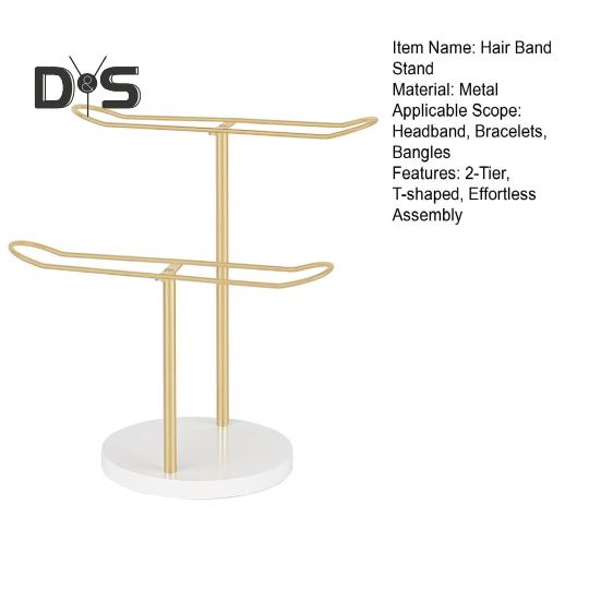 Dvouvrstvý držák na čelenku Organizér Kovový držák ve tvaru T s kulatou základnou Úložný prostor na pásek do vlasů Stojan na displej pro dívky Dámské náramky Náramky