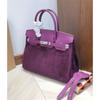 Retro hand-sewn, first layer swift cowhide suede BK25/30cm genuine leather handbag women's bag