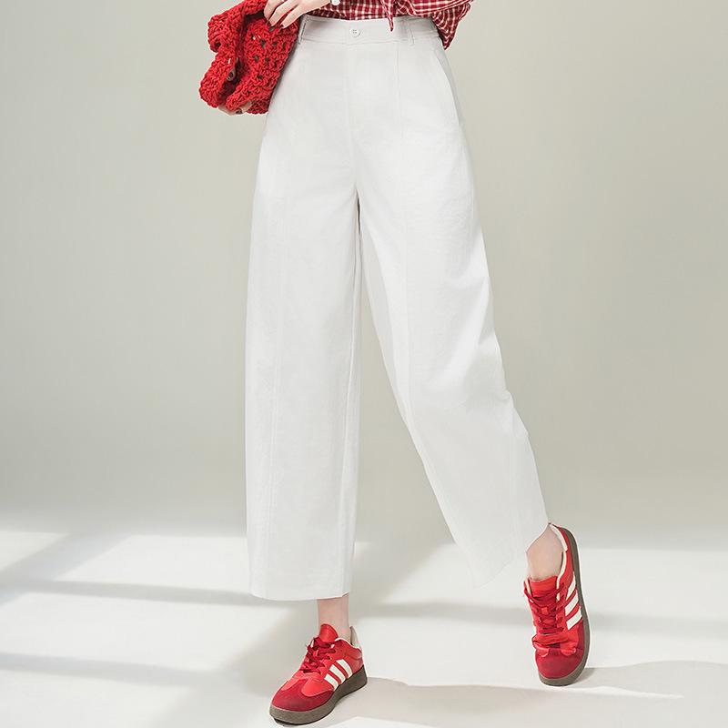 

Sickle Spring/Summer 2026 Women s Fashion: Versatile Cropped Wide-Leg Pants - Trendy, Loose, Casual Style 2XL белый